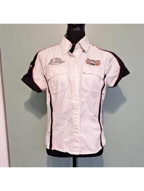 Harley Davidson Racing Soaring Eagle Button Up Polo Size Womens Medium